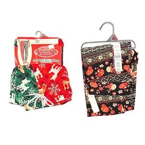 New 1 pair of Womans Christmas Pajama Pants & 1 pair of leggings Size small 4-6